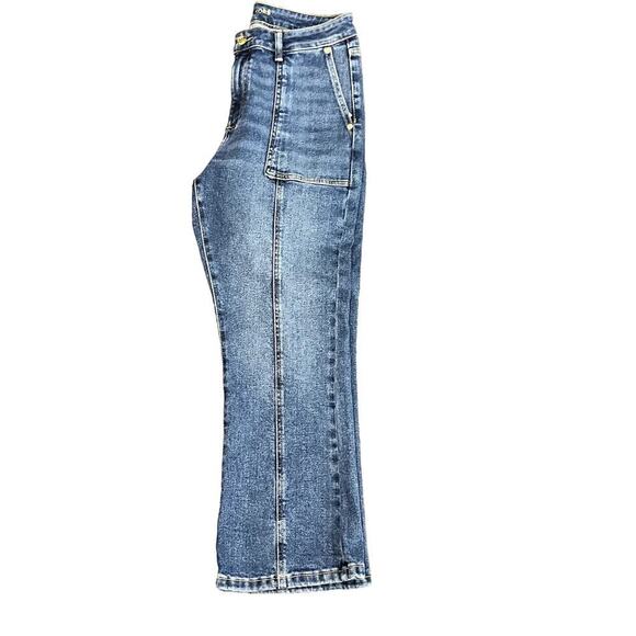 Michael Kors Cropped Flare High Rise Slim Through Hip & Thigh Jeans Size 8 - Picture 3 of 10